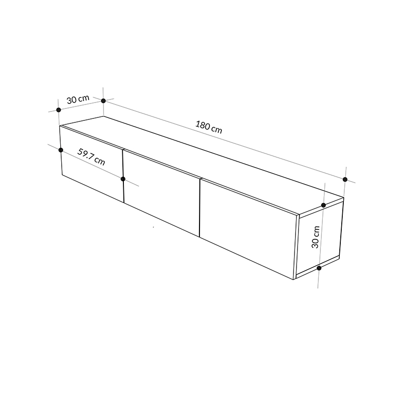 Francy Megapap melamine wall mounted tv stand in sandstone color 180x30x30cm.