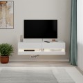 Moon Megapap melamine wall mounted tv stand with Led in white color 120x33.8x30cm.