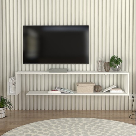 Regnar Megapap melamine wall TV furniture in white color 168.6x25x31.8cm.