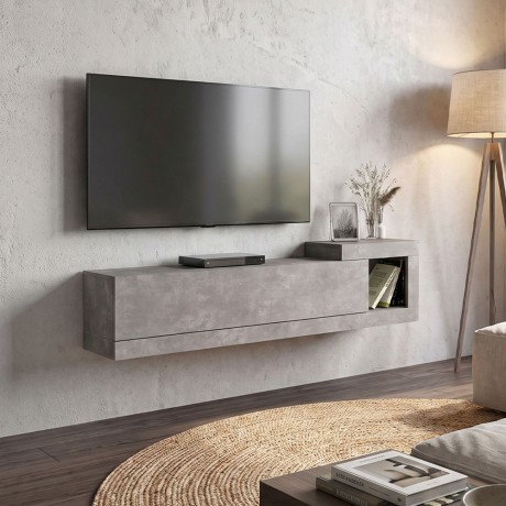 Volare Megapap melamine wall TV cabinet  in concrete grey color 150x29,6x38,6cm.
