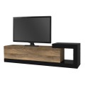 Volare Megapap melamine wall TV cabinet  in walnut - black color 150x29,6x38,6cm.