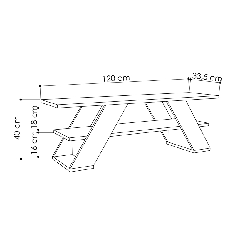 Έπιπλο τηλεόρασης Farfalla Megapap χρώμα ανθρακί 120x33,5x40εκ.