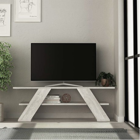 Έπιπλο τηλεόρασης Farfalla Megapap χρώμα λευκό αντικέ 120x33,5x40εκ.