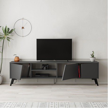 Έπιπλο τηλεόρασης Fiona Megapap χρώμα ανθρακί 180x35,6x48εκ.