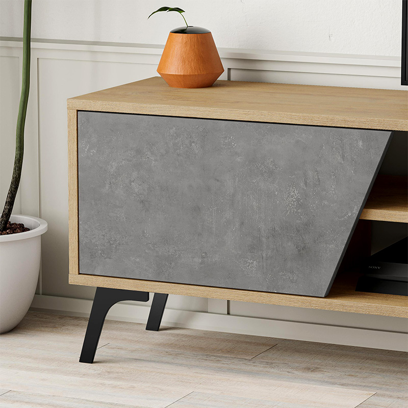 Fiona Megapap melamine TV furniture in oak - retro grey color 180x35,6x48cm.