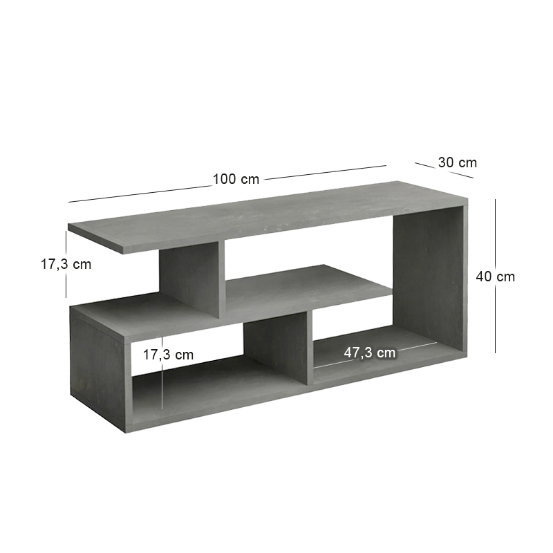 Forever Megapap melamine tv stand in concrete grey color 100x30x40cm.