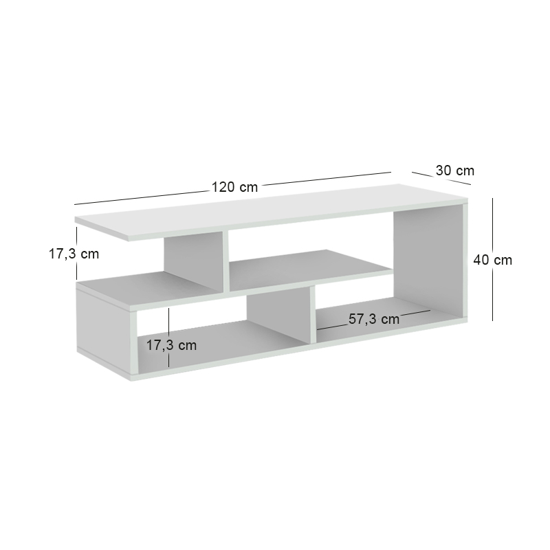 Forever Megapap melamine tv stand in white color 120x30x40cm.