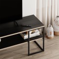 Friday Megapap melamine TV stand in black wood color 140x37x45cm.