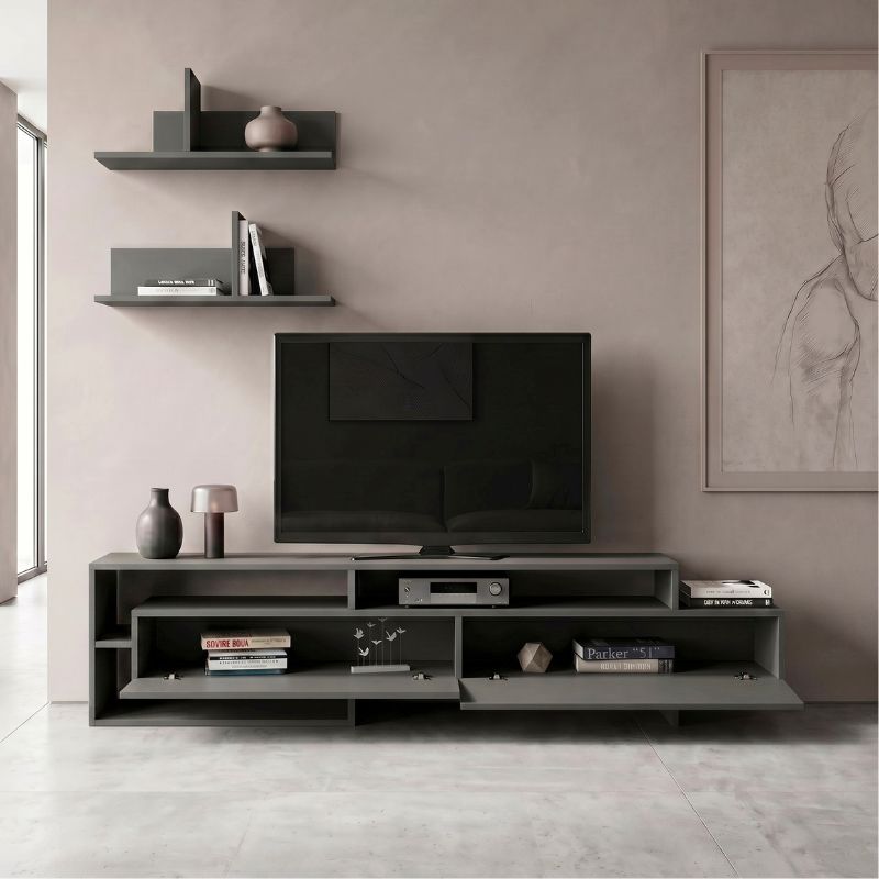 Έπιπλο τηλεόρασης Gara Megapap χρώμα ανθρακί 180x29,8x42εκ.