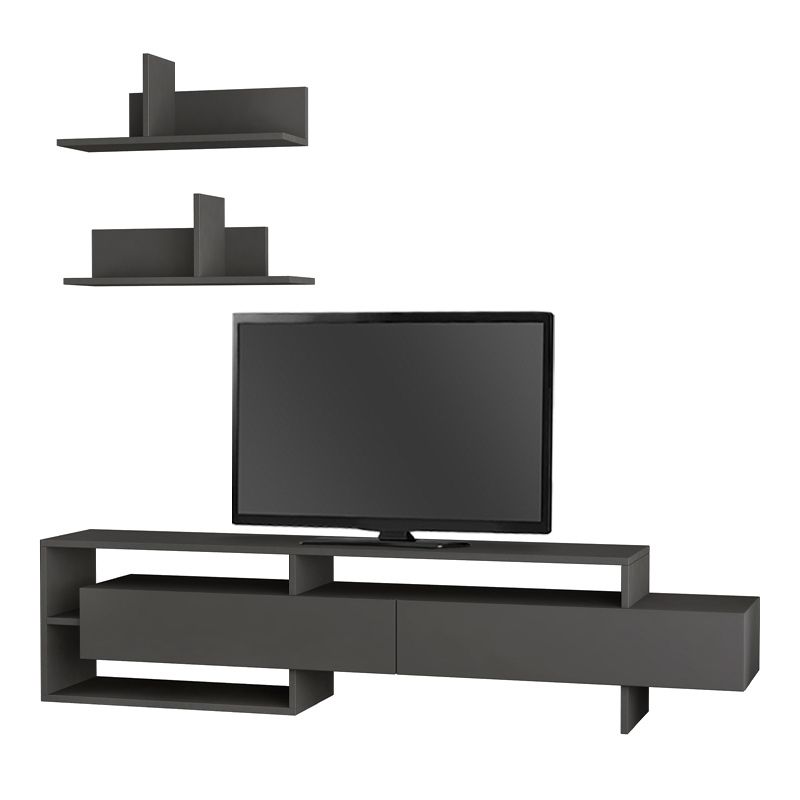Έπιπλο τηλεόρασης Gara Megapap χρώμα ανθρακί 180x29,8x42εκ.