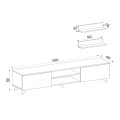 Geacles Megapap melamine tv stand in walnut - black marble effect color 180x40x50cm.