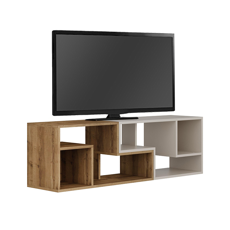 Glis Megapap melamine tv stand in light walnut - sandstone color 145x35x44.8cm.