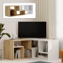 Glis Megapap melamine tv stand in sapphire oak - white color 145x35x44.8cm.
