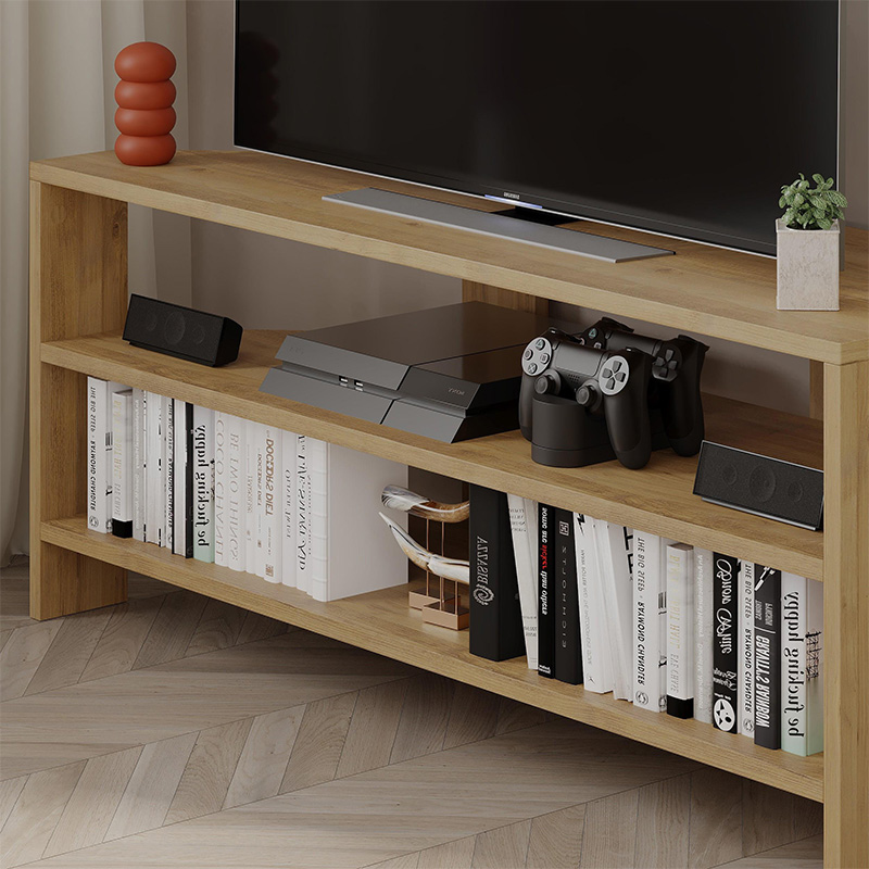 Thales Megapap corner melamine TV furniture in oak color 110x36x45cm.