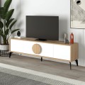 Έπιπλο τηλεόρασης Gora Megapap χρώμα sapphire oak - λευκό 180x35,6x51εκ.