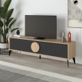 Έπιπλο τηλεόρασης Gora Megapap χρώμα sapphire oak - silky black 180x35,6x51εκ.