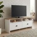Έπιπλο τηλεόρασης Gradias Megapap χρώμα λευκό - sapphire oak 120x29,6x46,8εκ.