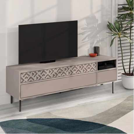 Έπιπλο τηλεόρασης Heaton Megapap χρώμα ανοιχτή μόκα 144,6x35,6x48,4εκ.