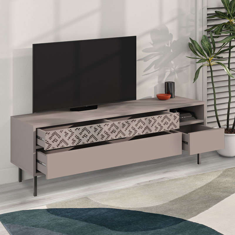 Έπιπλο τηλεόρασης Heaton Megapap χρώμα ανοιχτή μόκα 144,6x35,6x48,4εκ.