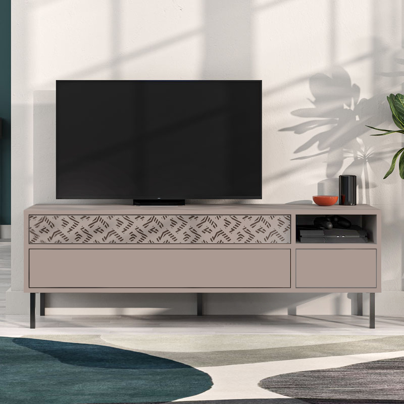 Έπιπλο τηλεόρασης Heaton Megapap χρώμα ανοιχτή μόκα 144,6x35,6x48,4εκ.