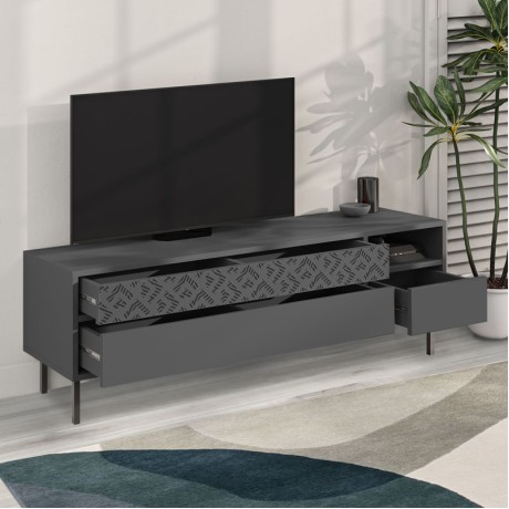 Έπιπλο τηλεόρασης Heaton Megapap χρώμα ανθρακί 144,6x35,6x48,4εκ.
