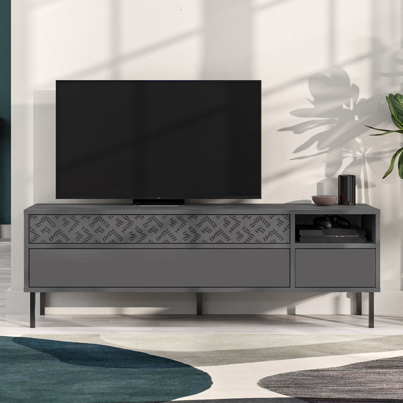 Έπιπλο τηλεόρασης Heaton Megapap χρώμα ανθρακί 144,6x35,6x48,4εκ.