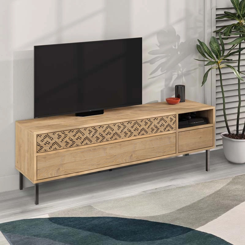 Έπιπλο τηλεόρασης Heaton Megapap χρώμα φυσικό οξιάς 144,6x35,6x48,4εκ.