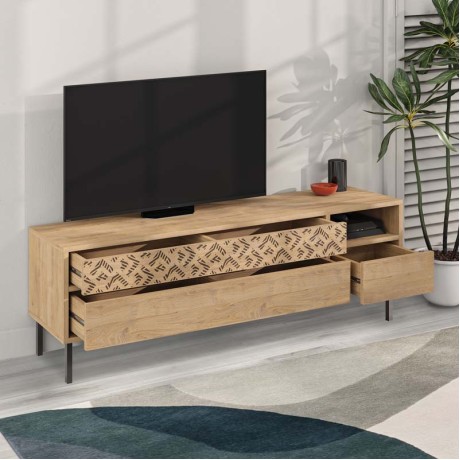 Έπιπλο τηλεόρασης Heaton Megapap χρώμα sapphire oak 144,6x35,6x48,4εκ.