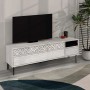 Έπιπλο τηλεόρασης Heaton Megapap χρώμα λευκό αντικέ 144,6x35,6x48,4εκ.