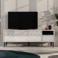 Έπιπλο τηλεόρασης Heaton Megapap χρώμα λευκό αντικέ 144,6x35,6x48,4εκ.