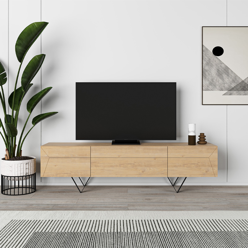 Jacomen Megapap melamine TV stand in sapphire oak color 160x35x43cm.