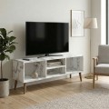 Loren Megapap melamine tv furniture in white marble effect color 120x30x40cm.