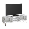 Loren Megapap melamine tv furniture in white marble effect color 120x30x40cm.