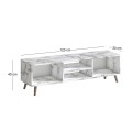 Loren Megapap melamine tv furniture in white marble effect color 120x30x40cm.