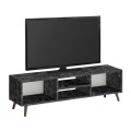 Loren Megapap melamine tv furniture in black marble effect color 120x30x40cm.