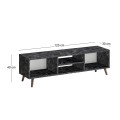 Loren Megapap melamine tv furniture in black marble effect color 120x30x40cm.