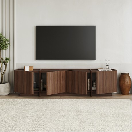 Lowen Megapap melamine tv stand in walnut milano color 180x35x46.2cm.