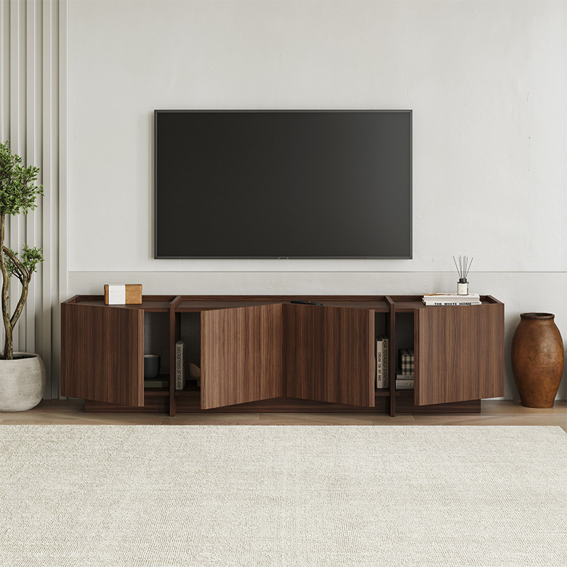 Lowen Megapap melamine tv stand in walnut milano color 180x35x46.2cm.
