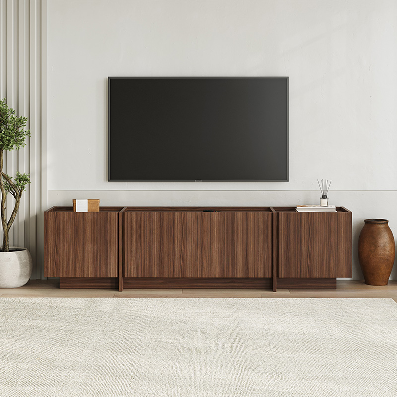Lowen Megapap melamine tv stand in walnut milano color 180x35x46.2cm.