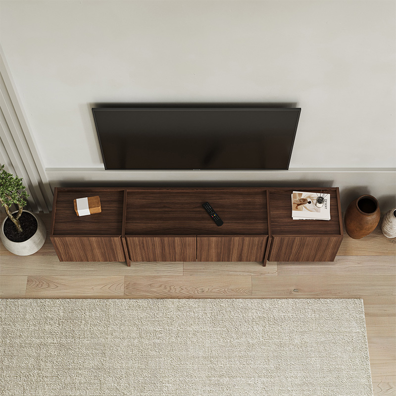 Lowen Megapap melamine tv stand in walnut milano color 180x35x46.2cm.