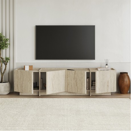 Lowen Megapap melamine tv stand in travertine color 180x35x46.2cm.