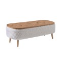 Luno Megapap melamine - teddy fabric tv stand in white - pine oak color 120x30x45cm.