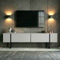 Luxe Megapap melamine TV furniture in white - black color 180x30x50cm.