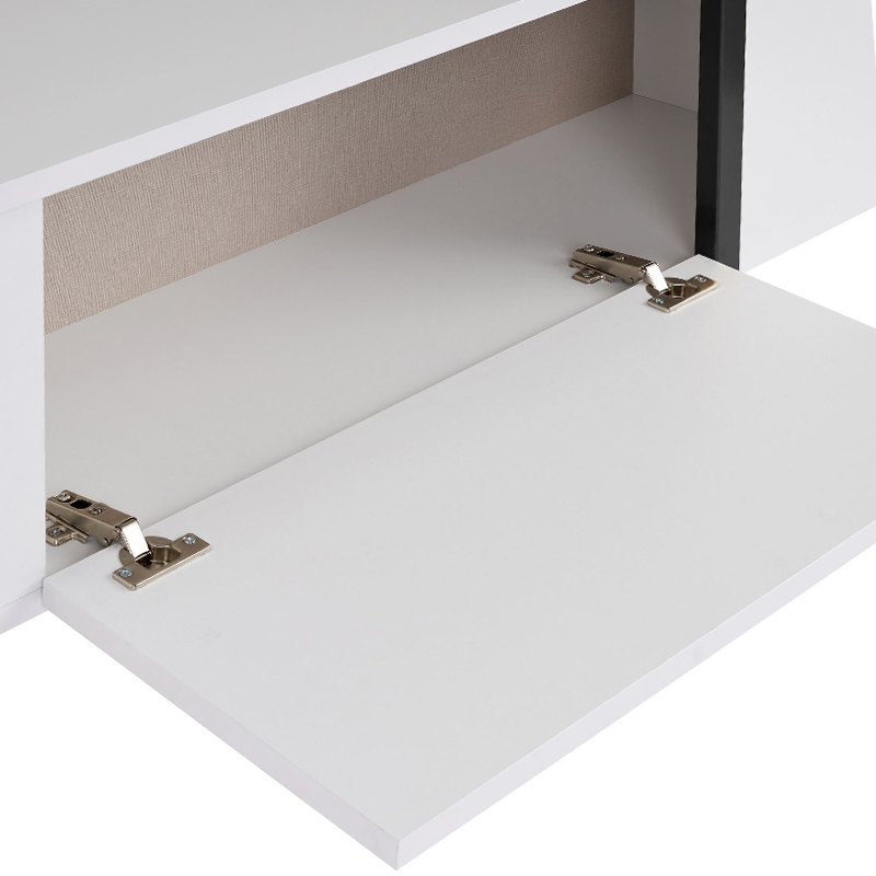 Luxe Megapap melamine TV furniture in white - black color 180x30x50cm.