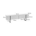Luxe Megapap melamine TV furniture in white - black color 180x30x50cm.
