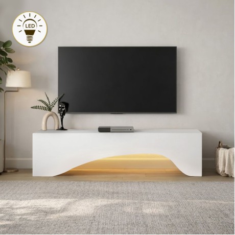 Έπιπλο τηλεόρασης Mara Megapap με LED χρώμα λευκό 150x31,4x40εκ.