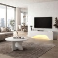 Έπιπλο τηλεόρασης Mara Megapap με LED χρώμα λευκό 150x31,4x40εκ.