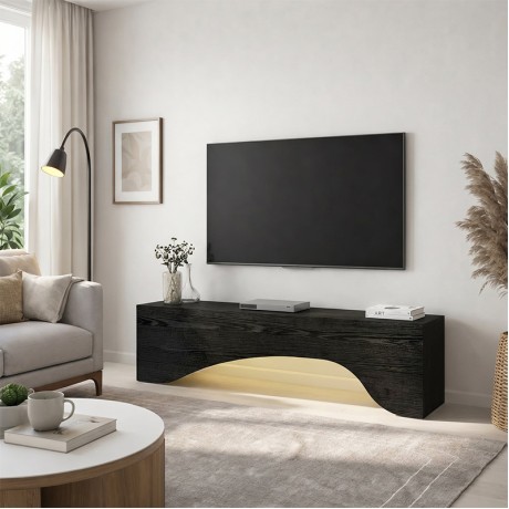 Έπιπλο τηλεόρασης Mara Megapap με LED χρώμα sencron black 150x31,4x40εκ.