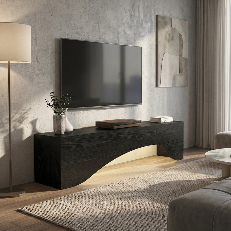 Έπιπλο τηλεόρασης Mara Megapap με LED χρώμα sencron black 150x31,4x40εκ.