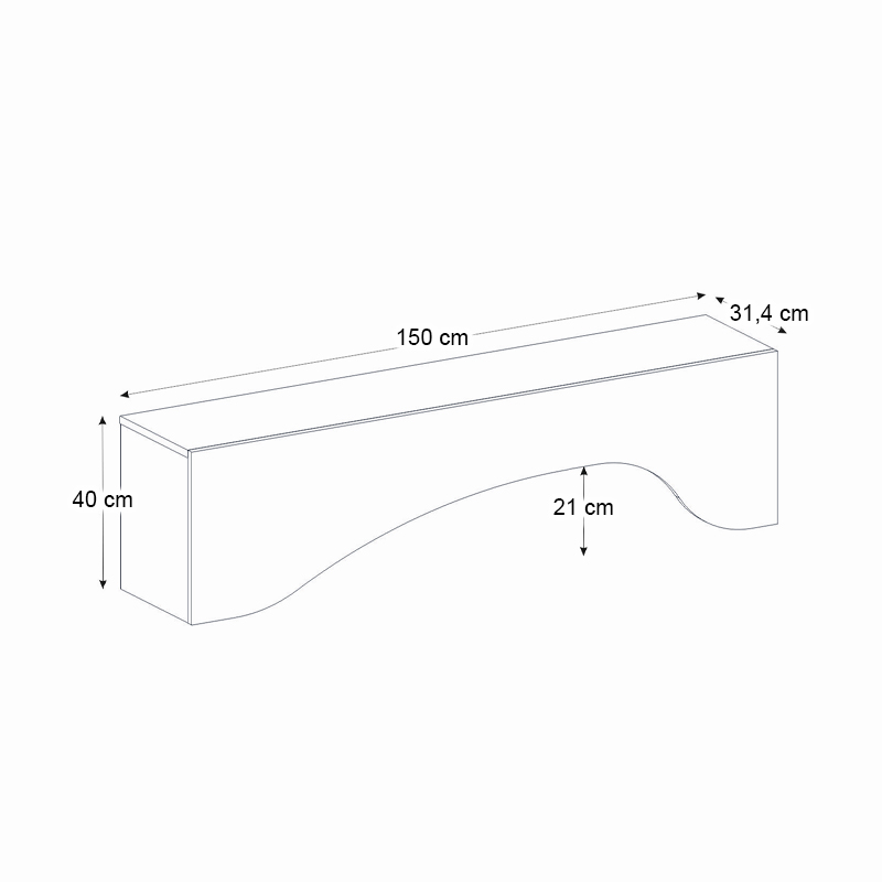 Έπιπλο τηλεόρασης Mara Megapap με LED χρώμα sencron black 150x31,4x40εκ.